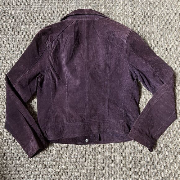 BLANK NYC Burgundy Suede Leather Moto Jacket Offset Zipper  SZ M 90s Grunge Y2K - Picture 5 of 12